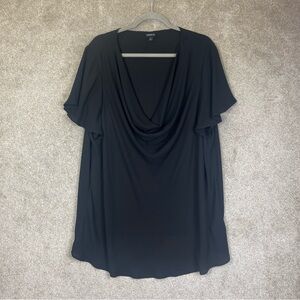 Torrid Blouse Womens 3 Black Short Sleeve Pullover Lightweight Cowl Neck- 3994